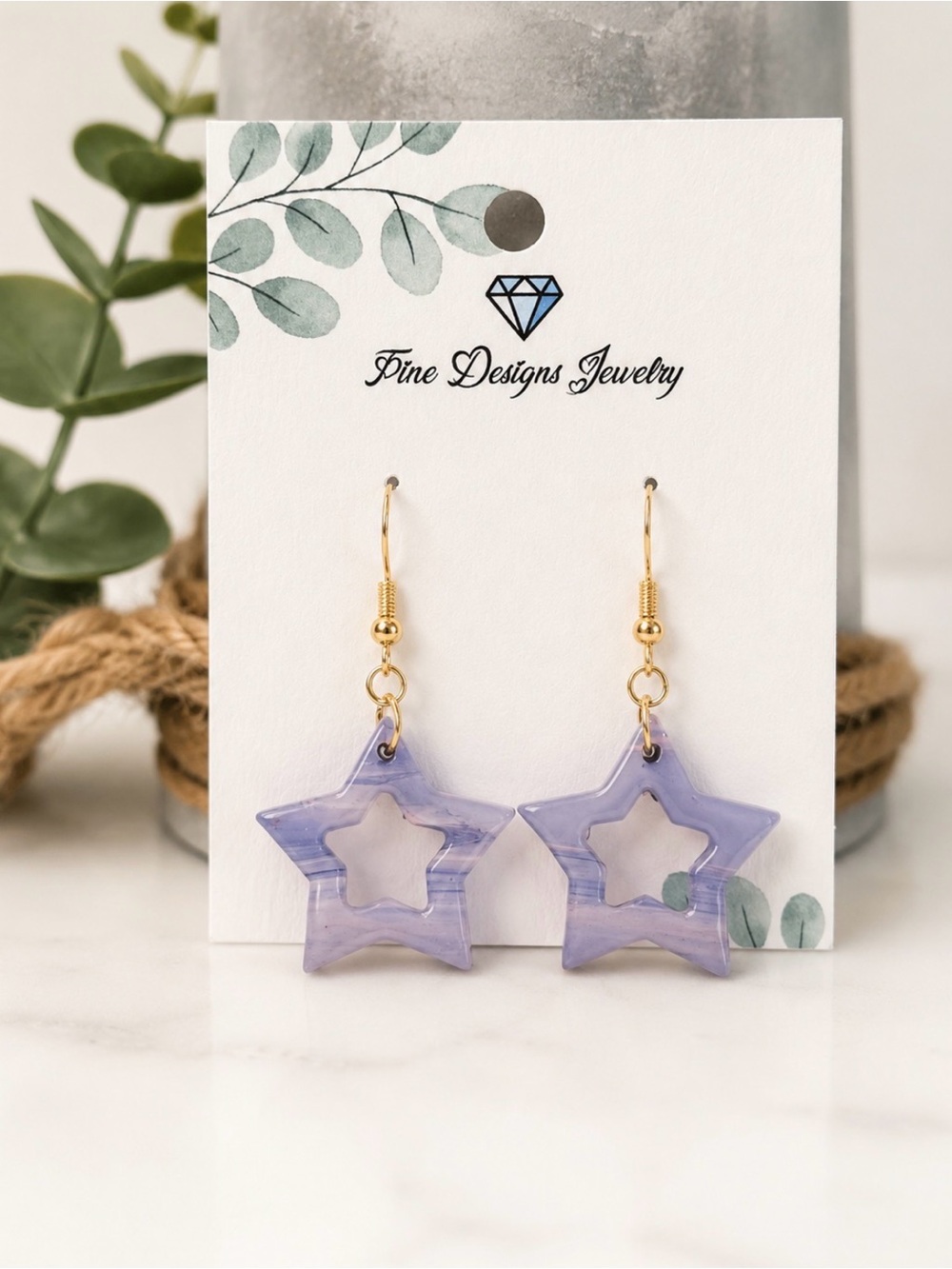Lavender Star Earrings